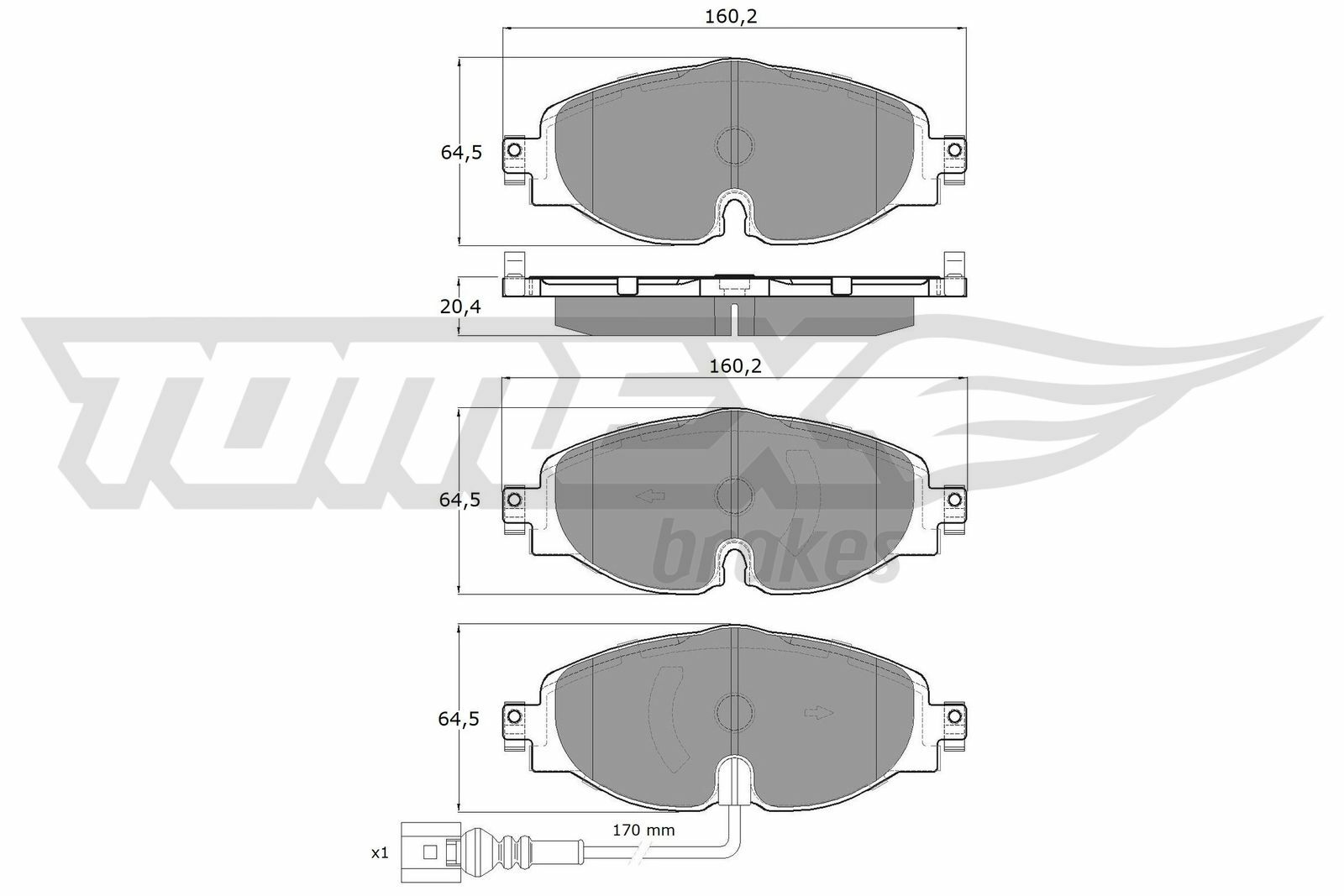 Sada brzdových destiček, kotoučová brzda TOMEX Brakes